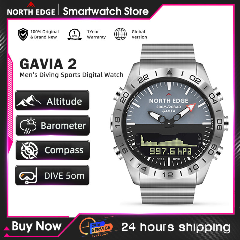 Compass Watch Luxury - NORTH EDGE Erkek Dalış Saati Askeri