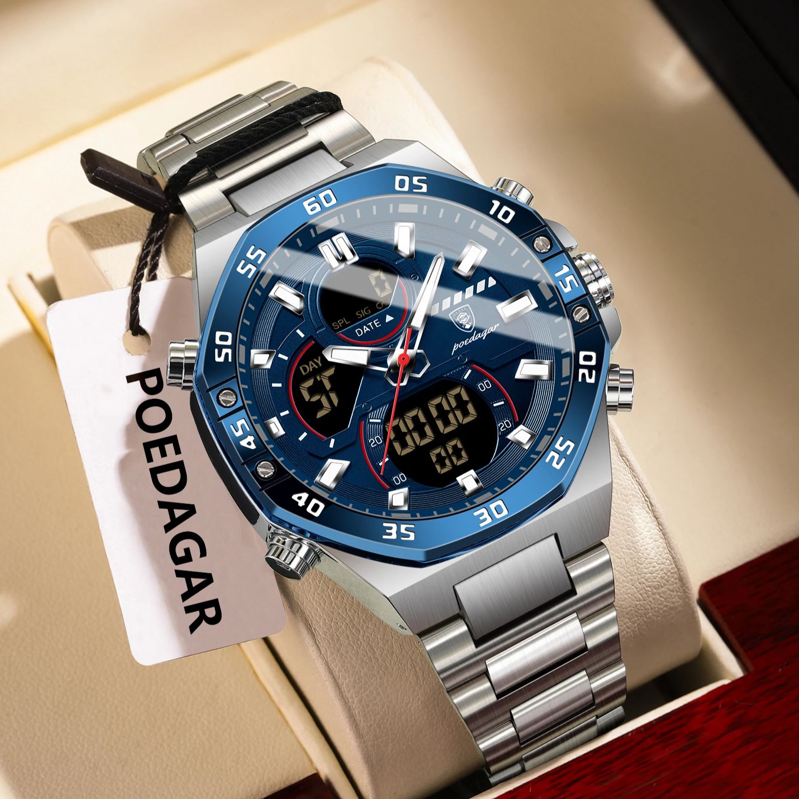 Minute Repeater Watch - POEDAGAR Üst Erkek Saat LED Işıklı