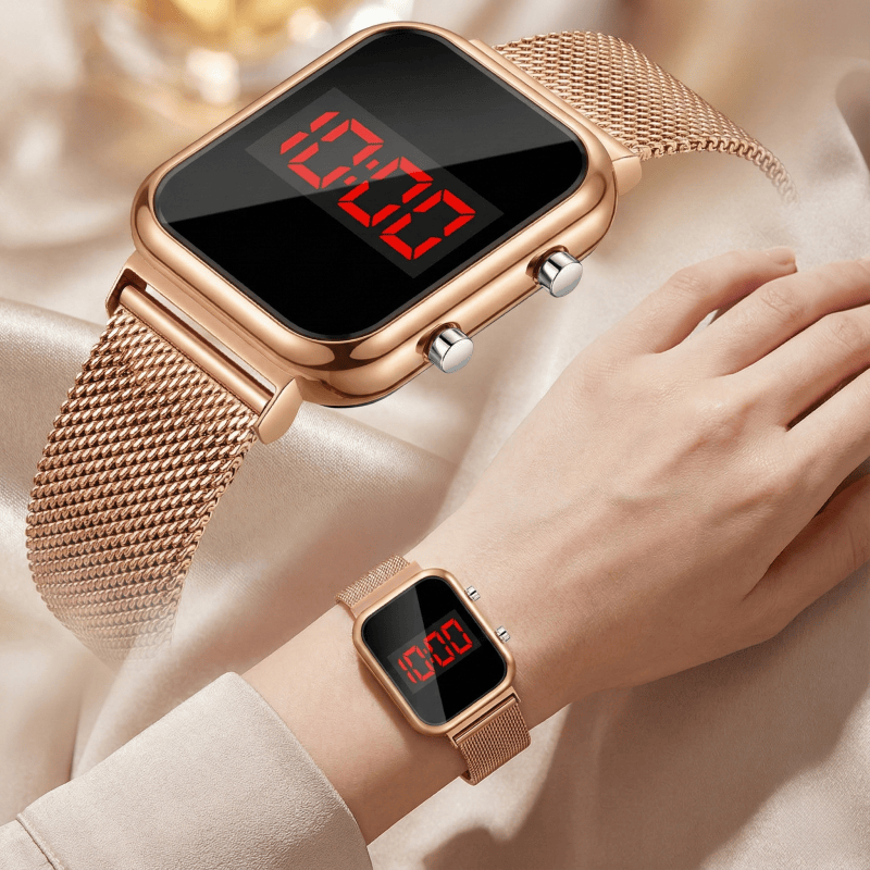 Luxury Watch Exchange - Moda Manyetik Toka Dikdörtgen LED Dijital