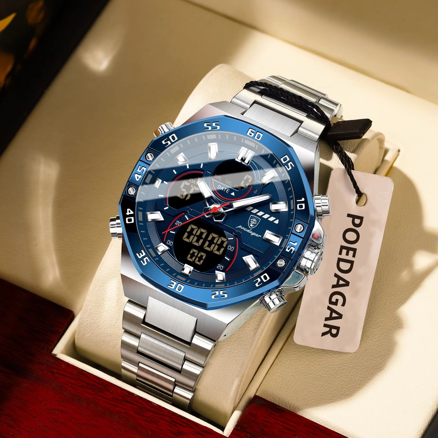 POEDAGAR Üst Erkek Saat LED Iş - Minute Repeater Watch incelemesi ve fiyatı