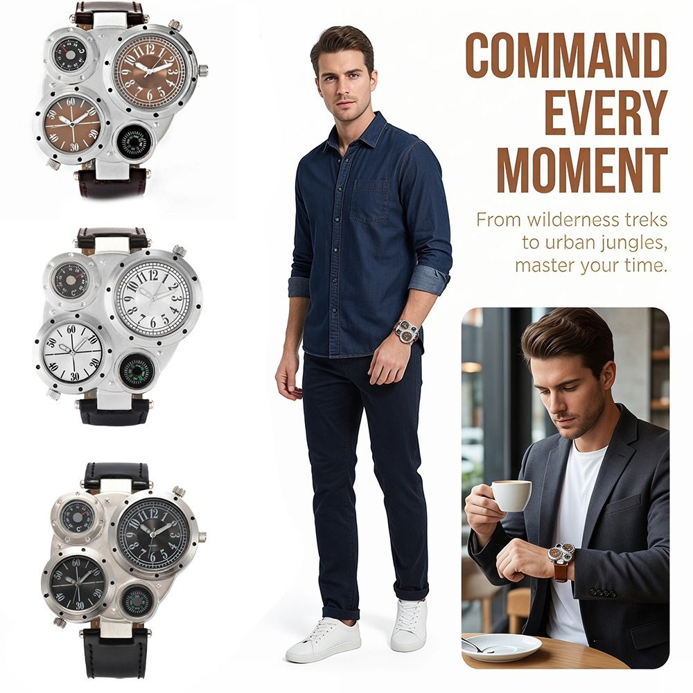 Lüks PU Deri Kayış Büyük Yüz S - Compass Watch Luxury incelemesi ve fiyatı