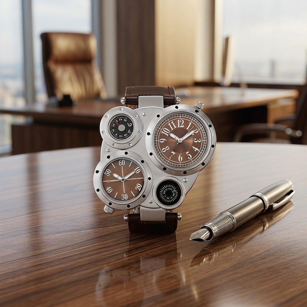 Lüks PU Deri Kayış Büyük Yüz S - Compass Watch Luxury incelemesi ve fiyatı
