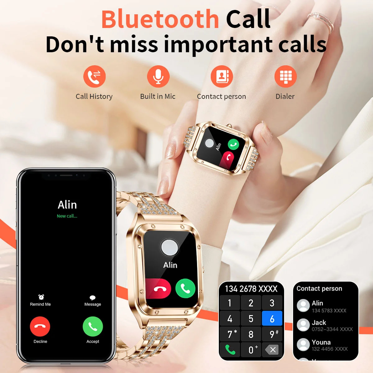 1.57 inç en lüks akıllı saat k - Compass Watch Luxury incelemesi ve fiyatı