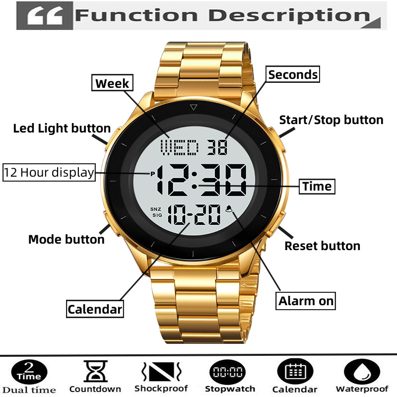 Skmei İkili zaman dilimi LED d - Minute Repeater Watch incelemesi ve fiyatı